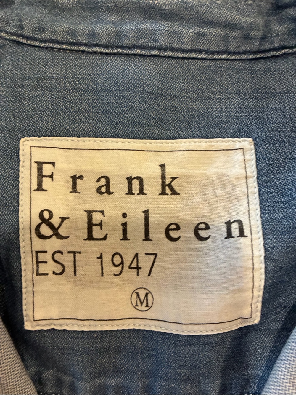 Frank & Eileen Mary Italian Chambray Shirt Dress Raw Hem Blue M - Picture 4 of 5